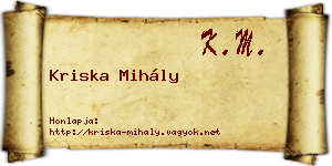 Kriska Mihály névjegykártya